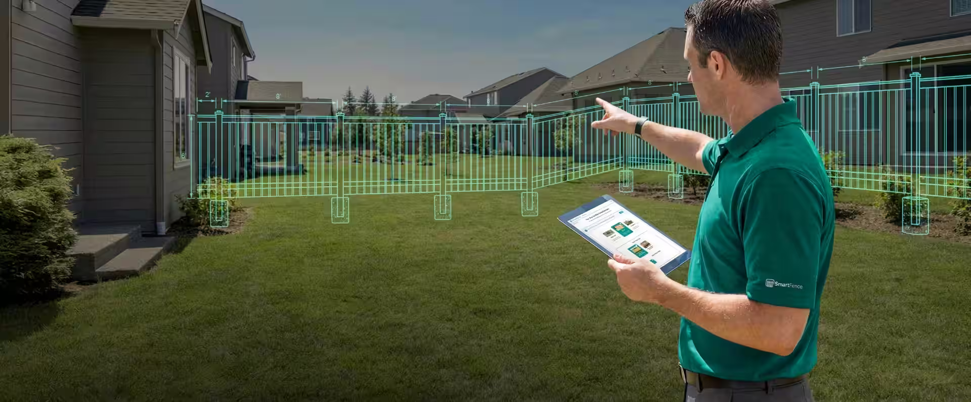 Fence contractor reviewing SmartFence leads on a tablet